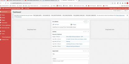 WordPress dashboard